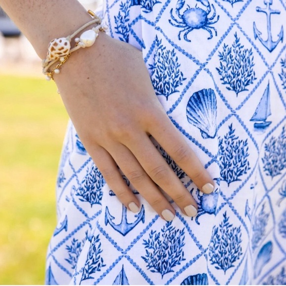 KJP Kiel James Patrick Sea Garden Maxi Dress Sz 8 blue white linen nautical sea - Picture 4 of 15